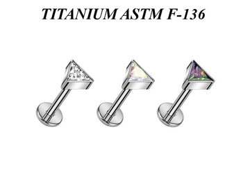 Лабрет из титана с треугольным кристаллом