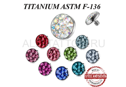 Накрутка из титана с цветными кристаллами
