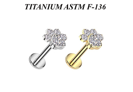 Лабрет из титана кристальная лапка