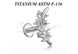 Лабрет из титана Ti Metal остролист