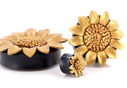 Плаги Elementals Organics золотой цветок, пара