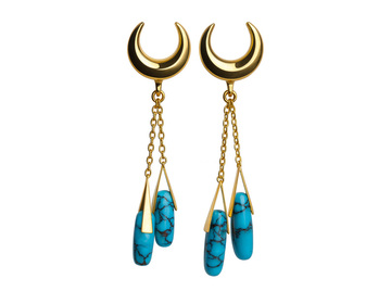 Тоннели с подвесками из бирюзы, пара