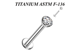Лабрет из титана Ti Metal с кристаллом